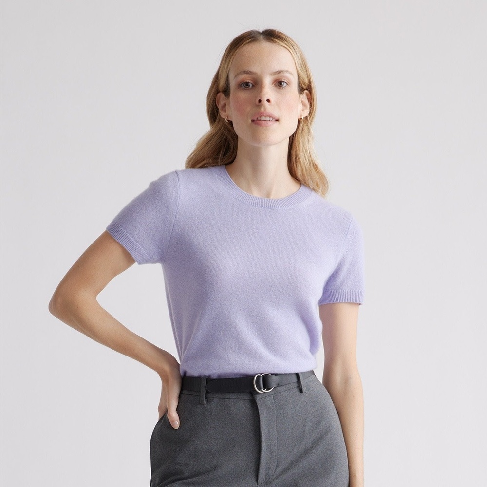 Quince Mongolian Cashmere Tee in Wisteria - S